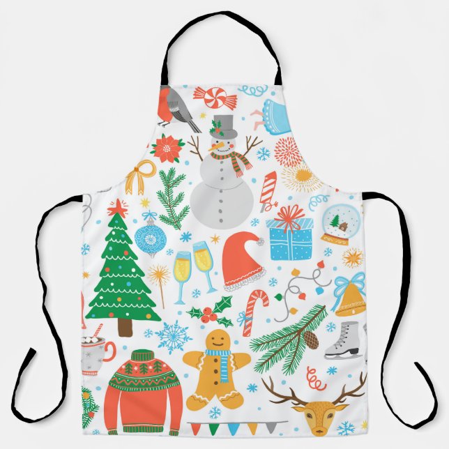 Christmas, New Year icon set. Winter holidays Vint Apron (Front)
