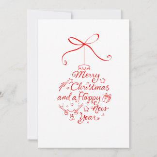 Christmas & New Year lettering Christmas ball Holiday Card