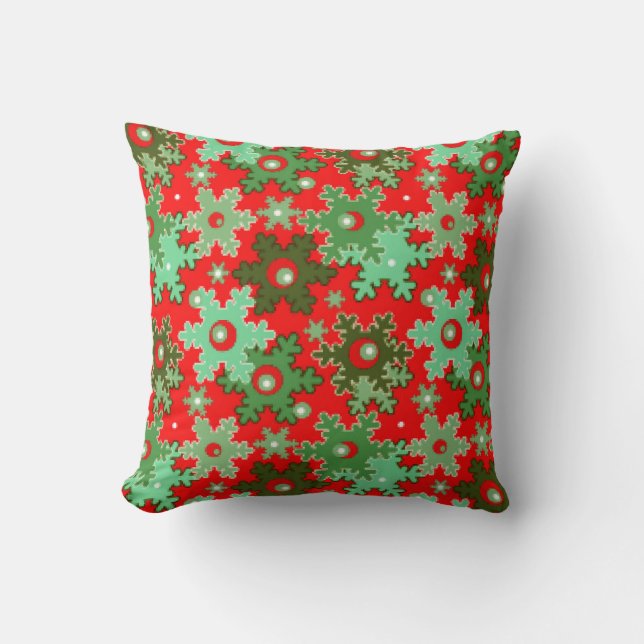 Christmas New year snowflake snow red green cartoo Throw Pillow (Front)