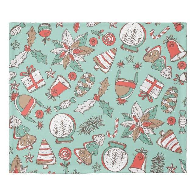 Christmas New Year: Vintage Hand Drawn Duvet Cover (Front)