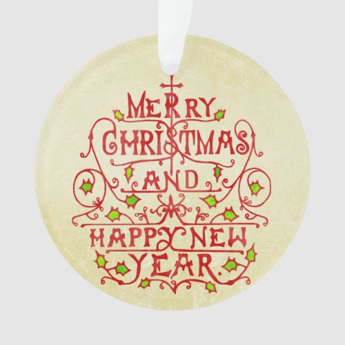 Christmas New Year Vintage Typography Ornament