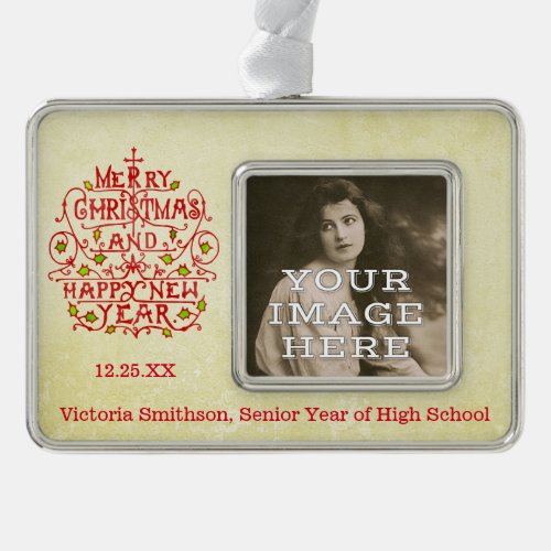 Christmas New Year Vintage Typography Personalized Ornament