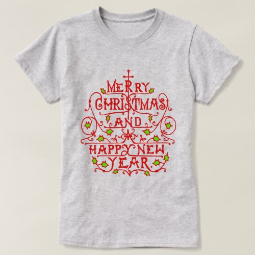Christmas New Year Vintage Typography T_Shirt