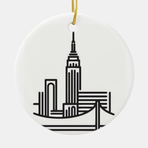 Christmas New York City Skyline Ceramic Ornament