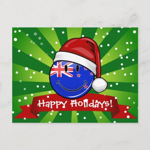 Christmas New Zealand Style Smiling Flag Holiday Postcard