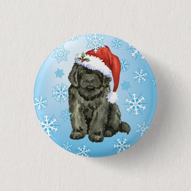 Christmas Newfoundland Pinback Button (Front)