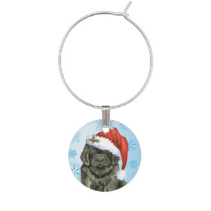 Christmas Newfoundland Wine Glass Charm