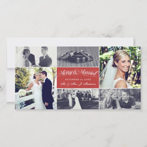 Christmas Newly Weds Merry  Married Photo Collage Holiday Card