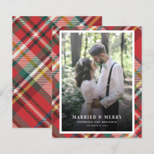 Christmas Newlywed Photo Married and Merry Card