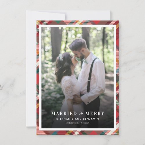 Christmas Newlywed Photo Married and Merry Holiday Card