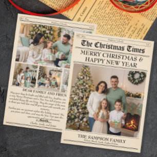 Christmas Newsletter Family Photo Newspaper Holiday Card