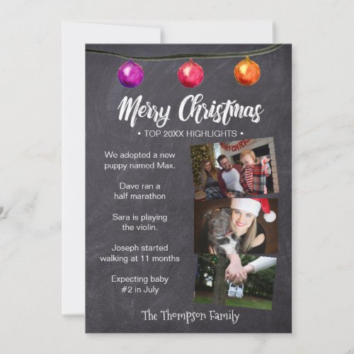 Christmas Newsletter Style Top Year Highlights Holiday Card