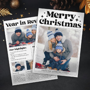 Christmas Newspaper Year in Review Family Photo Holiday Card