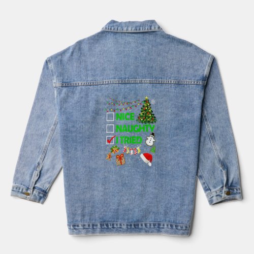 Christmas Ni Ce Nau Ghty I Ried Xmas Ree L Ight Pa Denim Jacket