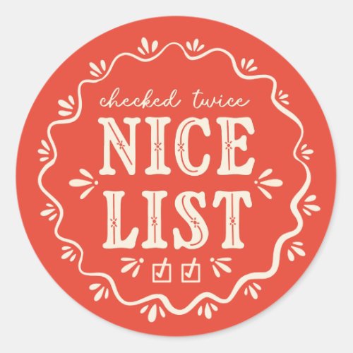 Christmas Nice List boho gift sticker