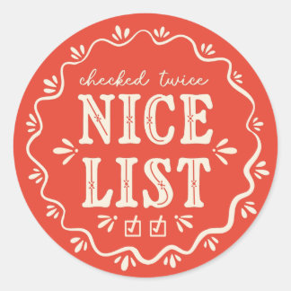 Christmas Nice List boho gift sticker