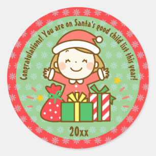 Christmas Nice List Kids Gift From Santa Clause Classic Round Sticker