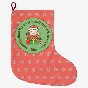 Christmas Nice List Kids Gift From Santa Clause Large Christmas Stocking