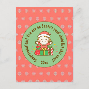 Christmas Nice List Kids Gift From Santa Clause Postcard
