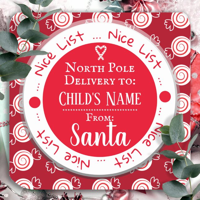 Christmas Nice List North Pole Custom Name Square Sticker (Creator Uploaded)