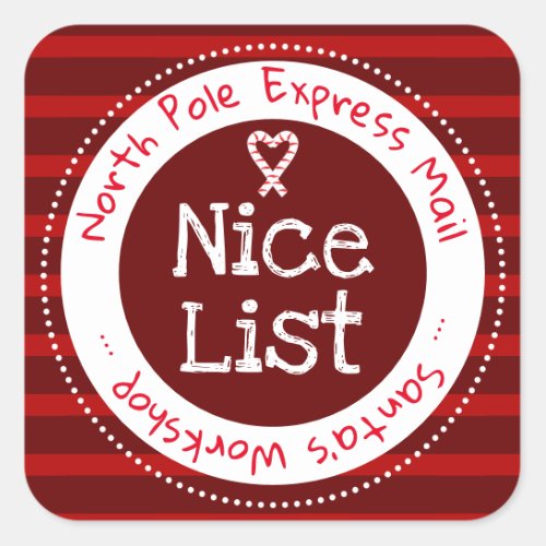 Christmas Nice List North Pole Mail  Square Sticke Square Sticker