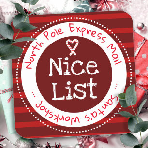 Christmas Nice List North Pole Mail  Square Sticke Sticker