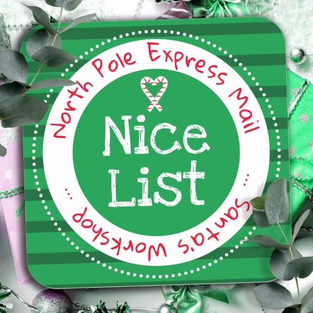 Christmas Nice List North Pole Mail  Square Sticker (Creator Uploaded)