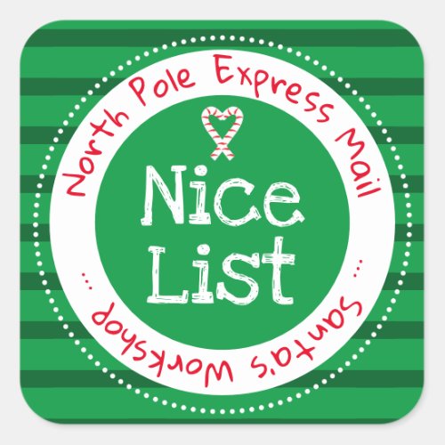Christmas Nice List North Pole Mail  Square Sticker