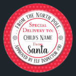 Christmas Nice List Official Custom Name Classic Round Sticker<br><div class="desc">Santa's Workshop Elf Inspector # any number and custom kids name. Fun stickers to add to kids gifts!</div>