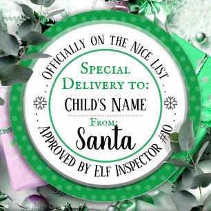 Christmas Nice List Official Custom Name Classic Round Sticker