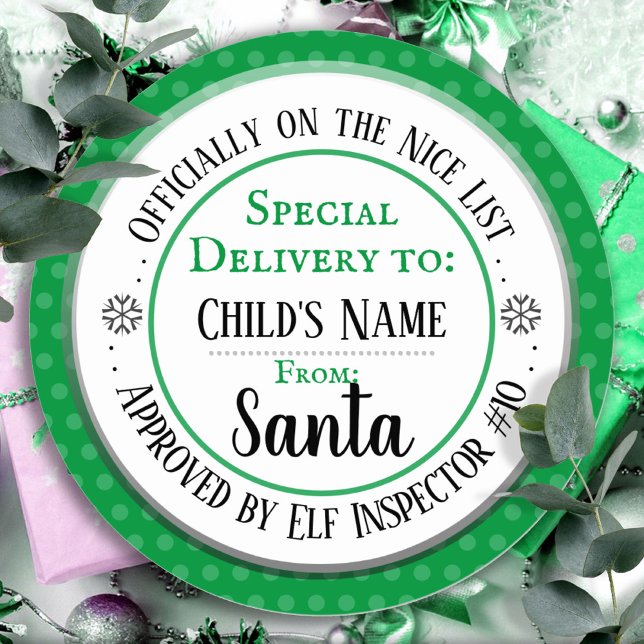 Christmas Nice List Official Custom Name Classic Round Sticker (Creator Uploaded)
