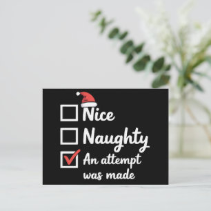Christmas Nice Naughty Attempt Was Made Xmas Holiday Postcard