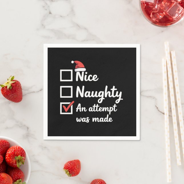 Christmas Nice Naughty Attempt Was Made Xmas Napkins (Insitu)