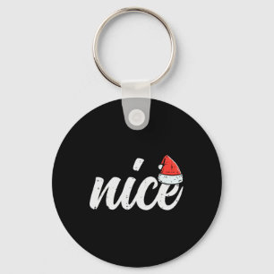 Christmas Nice Naughty Couple Funny Xmas Matching Keychain