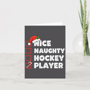 Christmas Nice Naughty Hockey Player List Santa Ch Card