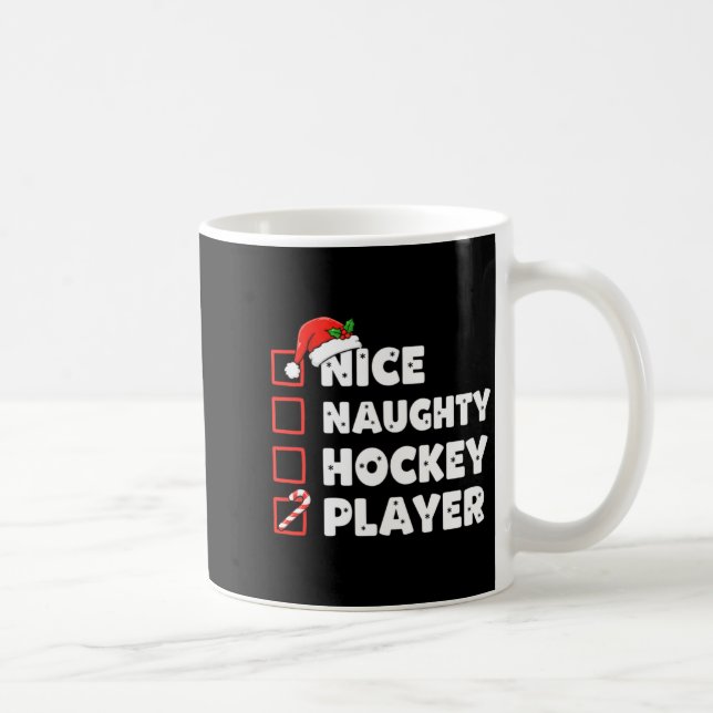 Christmas Nice Naughty Hockey Player List Santa Ch Coffee Mug (Right)