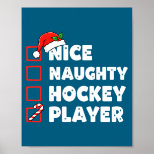 Christmas Nice Naughty Hockey Player List Santa Ch Poster