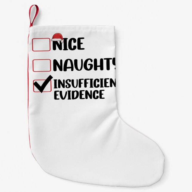 Christmas Nice Naughty Insufficient Evidence  Small Christmas Stocking (Front)
