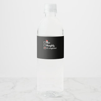 Christmas Nice Naughty Its Complicated Water Bottle Label