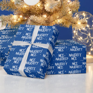 Christmas NICE NAUGHTY Text On Red Wrapping Paper