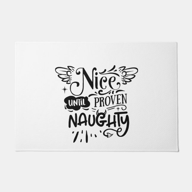 Christmas Nice Until Proven Naughty Funny Santa  Doormat (Front)