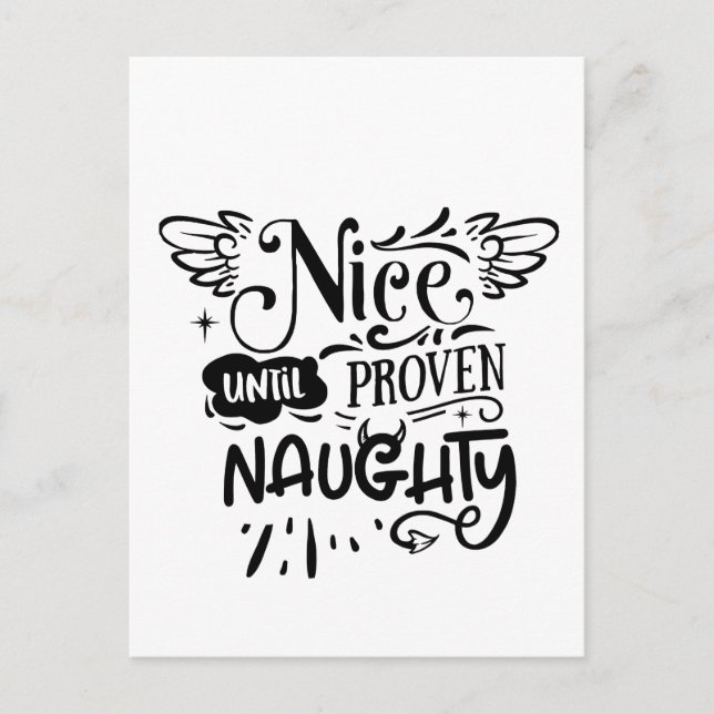 Christmas Nice Until Proven Naughty Funny Santa  Holiday Postcard (Front)