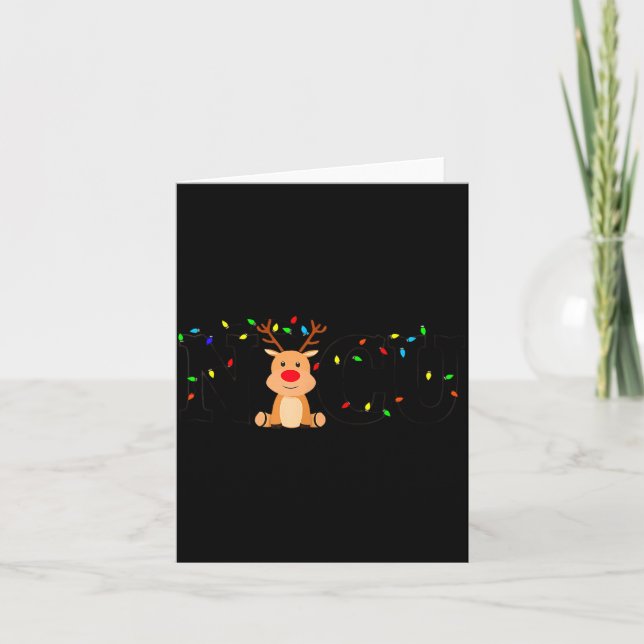 Christmas Nicu Nurse Crew Santa Reindeer Love Nurs Card (Front)