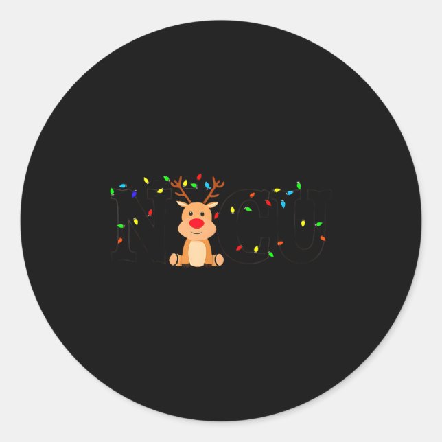 Christmas Nicu Nurse Crew Santa Reindeer Love Nurs Classic Round Sticker (Front)
