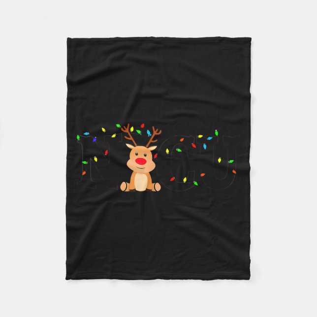 Christmas Nicu Nurse Crew Santa Reindeer Love Nurs Fleece Blanket (Front)