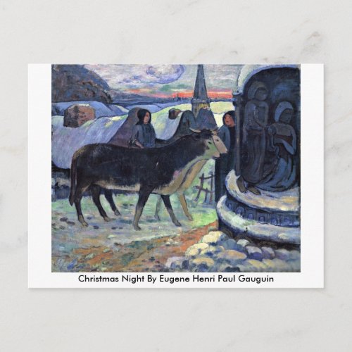 Christmas Night By Eugene Henri Paul Gauguin Holiday Postcard