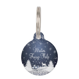 Christmas Night Fairy Tale. Fantasy Forest Pet ID Tag