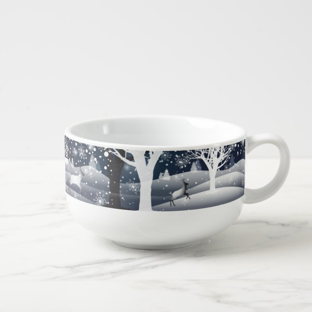 Christmas Night Fairy Tale Fantasy Forest Soup Mug (Left)