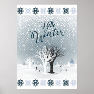 Christmas Night Fairy Tale Fantasy Snowy Forest Poster