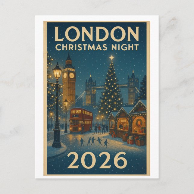 Christmas Night in London 2026 Postcard (Front)